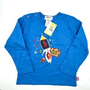 Zutano Kids Blue Rocket Long Sleeve Shirt 18-24 months